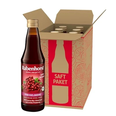 Abbildung von RABENHORST Preiselbeere Muttersaft BIO 6er Pack (6 x 330 ml) 100% purer Preiselbeer Direktsaft aus erster Pressung