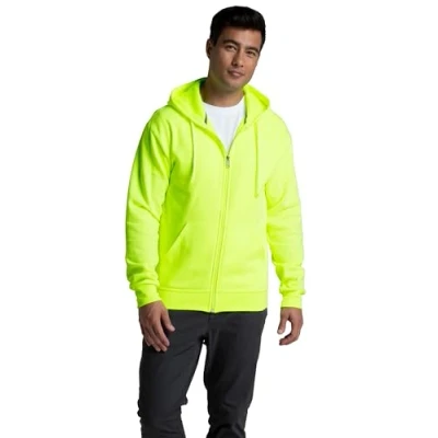 Abbildung von Fruit of the Loom Unisex Eversoft Fleece Hoodies, Pullover &amp; Full Zip, Moisture Wicking Breathable, Sizes S 4x Kapuzenpullover, Sicherheitsgrün mit durchgehendem Reißverschluss, Large