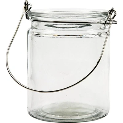 Abbildung von Creativ 55840 Glas Metall Kerze Halter mit Griff Einstellen, 8cm x 10cm, Transparent, 12 Stück