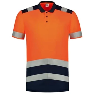 Abbildung von Tricorp 203007 Safety Warnschutz Bicolor Poloshirt, 50% Polyester/50% Polyester, CoolDry, 180g/m², Fluorrot Tinte, Größe XXL
