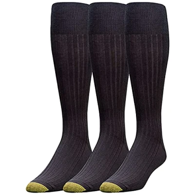 Abbildung von GOLDTOE Canterbury Herren Over The Calf Socken, 3er Pack, Schwarz, X Large