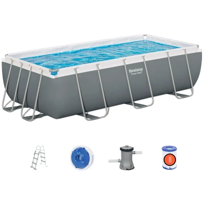 Abbildung von Bestway Framepool Power Steel Frame Pool, Komplettset, eckig (Komplett Set), Sicherheitsleiter