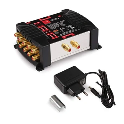 Abbildung von RED OPTICUM OMS 9 4 PRO TR Teilnehmer Sat Verteiler 2 Satelliten an bis zu mit vergoldeten Kontakten 3D UHD 4K Ready Multiswitch Quattro LNB geeignet