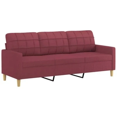 Abbildung von vidaXL Sofa 3 Sitzer, Couch für Wohnzimmer, Polstersofa mit Metallgestell, Loungesofa Sitzmöbel Stoffsofa Dreisitzer Wohnzimmersofa, Weinrot Stoff
