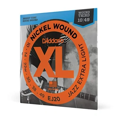 Abbildung von D&#039;Addario Gitarrensaiten E Gitarre Gitarren Saiten EJ20 Jazz Extra Light, 10 49 1 Stück