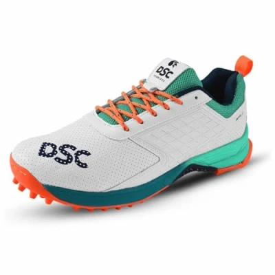 Abbildung von DSC Jaffa 22 Cricket Shoes, Color: Sea Green/Fluro Orange, Size: 7UK/8US/41EU, for Mens &amp; Boys, Material: Mesh, Breathable Non Slip Sole Improved Durability Stability