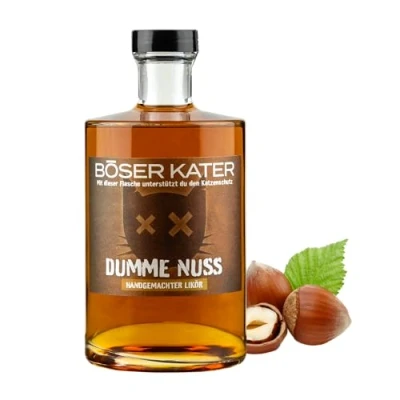 Abbildung von Böser Kater Dumme Nuss Likör Aromatischer Haselnuss Für den puren Genuss &amp; spannende Cocktails Besondere Geschenkidee Vegan Handgemacht 0,5l 20% Vol.