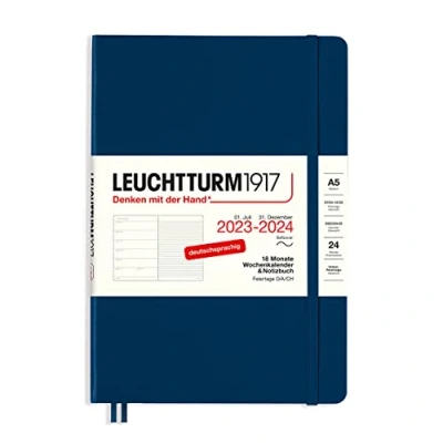 Abbildung von LEUCHTTURM1917 367859 Wochenkalender &amp; Notizbuch Softcover Medium (A5) 2024, 18 Monate, Marine, Deutsch