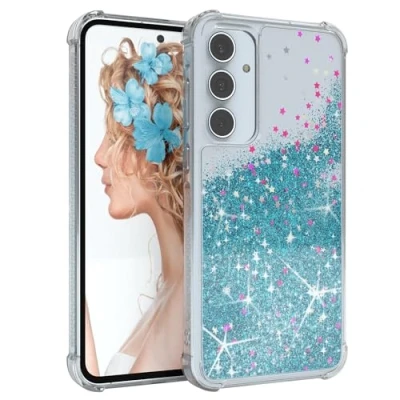 Abbildung von EAZY Case Glitzer Hülle kompatibel mit Samsung Galaxy A55 Handyhülle für Silikon leichtes Shiny Cover stoßfestes Phone als Fallschutz in Blau