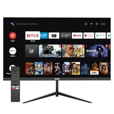 Abbildung von TuTu Smart Monitor 25 Zoll Android OS VA Panel FHD 1080P/60Hz, integrierter Lautsprecher, WiFi, Bluetooth, ultradünn, dreiseitig Rahmenlos, Zugriff auf Netflix, Prime Video, YouTube usw.