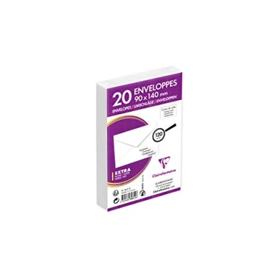 Abbildung von Clairefontaine 3431C Packung mit 20 Umschlägen Visitenkarten Format weiß 90x140mm, Naßklebend, 120g, 1 Pack