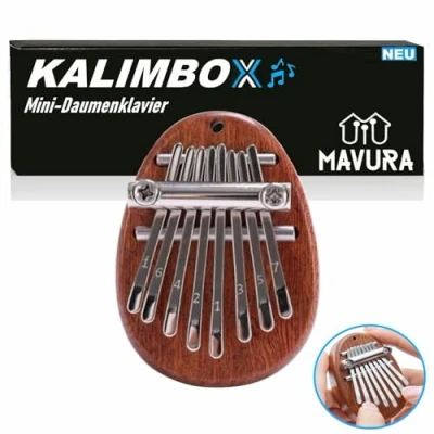 Abbildung von MAVURA Spielzeug Musikinstrument KALIMBOX Mini Daumenklavier Kalimba Finger Musikinstrument, aus Mahagoni Holz Daumen Klavier Thumb Piano Keyboard