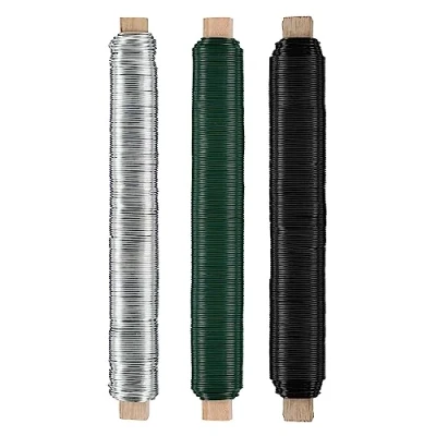 Abbildung von Nordstern Bindedraht Blumendraht Basteldraht 3er Pack, (Grün/Schwarz/Silber), Wickeldraht Ø 0,65 mm x 38 m