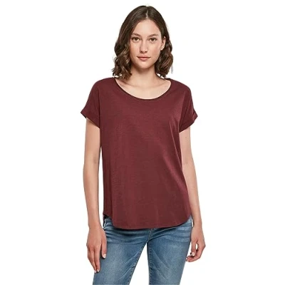 Abbildung von Build Your Brand Damen BY036 Ladies Long Slub Tee T Shirt, Cherry, 4XL