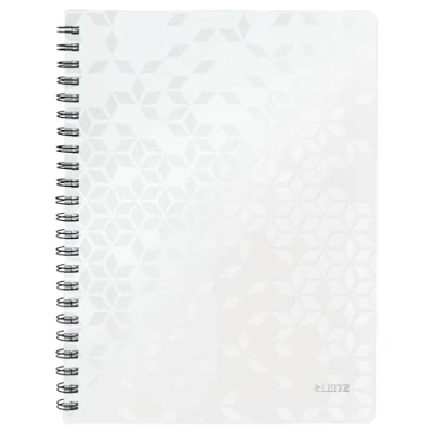 Abbildung von Leitz WOW Collegeblock in A4 Format, 80 Blatt, Kariert, Elfenbeinfarbiges Papier (80 g/m2), Spiralbindung, Perlweiß, WOW, 46380001