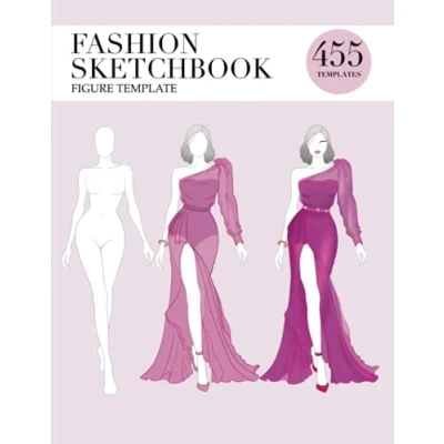 Abbildung von Fashion Sketchbook Figure Template: 455 Large Female Template for easily Sketching Your Design Styles with thin lines