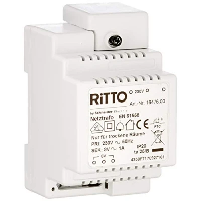 Abbildung von Ritto 1647600 Netztrafo, REG, Klingeltransformator, 8V 230 V AC passend für Hutschienen Made in Germany