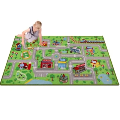 Abbildung von Capslpad Automatte für Kinder 80x150cm Auto Straßen Spielteppich rutschfeste Interaktive Spielzimmer Spielmatte Waschbare Pädagogische Teppich Schlafzimmer Kinderzimmer Dekor