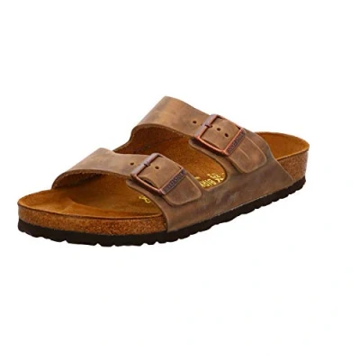 Abbildung von Birkenstock Arizona Narrow FIT Pantolette flach, Größe: 39, Tabacco brown Schuhe