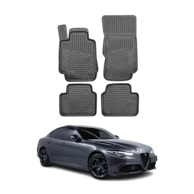 Abbildung von OMAC 0105445 Fußmattensatz Gummi, TPE (thermoplastischer Elastomer) 4 schwarz ALFA ROMEO: Giulia Limousine