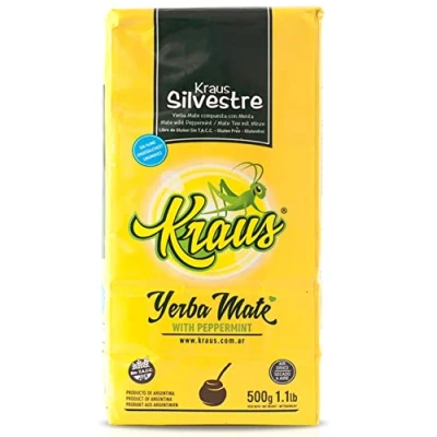 Abbildung von Kraus Yerba Mate Tee Silvestre Minze 500g + Geschenk Probe (40g):Reich an Antioxidantien und Vitaminen, beschleunigt den Stoffwechsel, zuckerfrei Argentinien