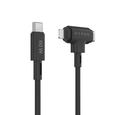 Abbildung von 0 Hyper® HyperJuice USB C und Lightning Hybrid Silikonkabel (1,5m) Schwarz