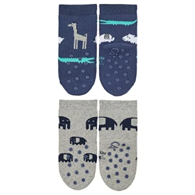 Abbildung von Sterntaler Baby Jungen Krabbelsöckchen Doppelpack Dschungel ABS Söckchen, blau, 18