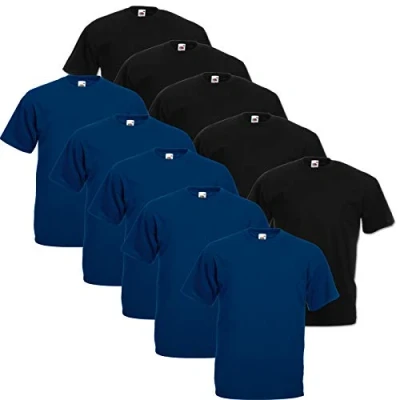 Abbildung von Fruit of the Loom Valueweight Herren T Shirt, kurzärmelig, 5 Stück, Schwarz/5 Marineblau, XXL