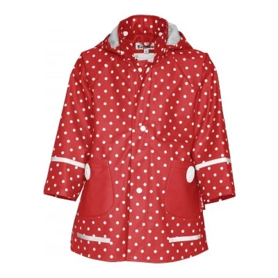 Abbildung von Playshoes Regenjacke Unisex Kinder Wind und wasserdicht Regenmantel Regenbekleidung, rot Punkte, 140