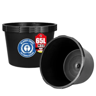 Abbildung von BigDean 3x Mörtelkübel 65 Liter Rund Miniteich Baueimer Mörtelkasten Ø 57 cm x 35 Speiswanne Zementwanne Mörtelwanne Made in Germany Blauer Engel