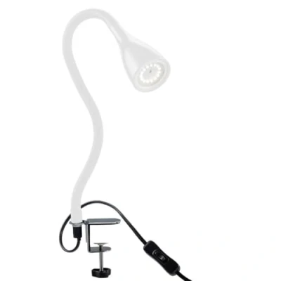 Abbildung von B.K.Licht Tischleuchte LED Klemmleuchte dimmbar flexibel GU10 5W Büro Schreibtisch BKL1079, wechselbar, 3000K Warmweiß, Tischlampe schwarz Schnurschalter 60cm Leselampe Arbeitszimmer Regal