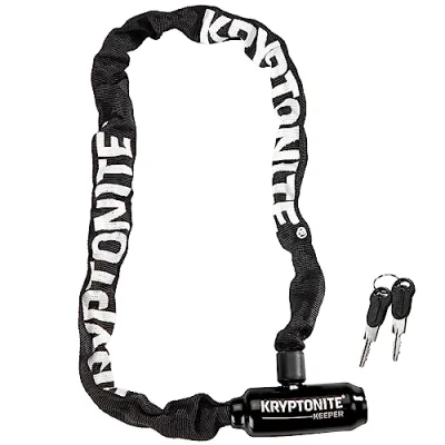 Abbildung von Kryptonite Keeper 585 Integriertes Kettenschloss 85 cm, Sicherheitsgrad 4/10, Anti Diebstahl Fahrradschloss für Fahrräder Mit 5mm Stahlkette und 2 Schlüsseln Schwarz