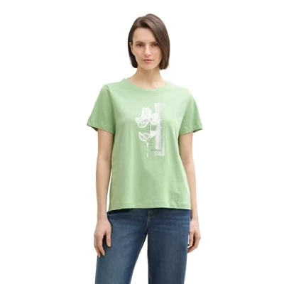 Abbildung von TOM Tailor CREW NECK Tshirt print, Damen, Größe: Small, True green