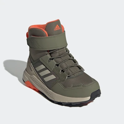 Abbildung von Adidas Terrex Trailmaker CRDY Hikingschuh für Kinder, Größe: 35, Olive strata beige semi impact orange Leder