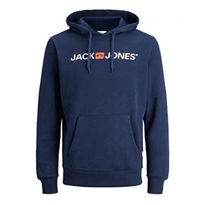 Abbildung von JACK &amp; JONES Male Hoodie Logo, Insignia Blue/REG FIT, L
