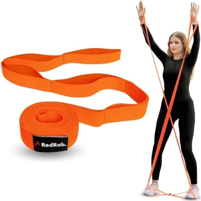 Abbildung von RED RAB Fitnessbänder Stoff Gymnastikband mit Schlaufen 245 cm lang Resistance Bands &amp; Widerstandsbänder Krafttraining Fitnessband, Band, Widerstandsband Fitness, Gummiband Sport