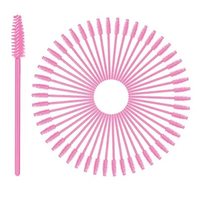 Abbildung von zoerbufan Einweg Wimpernbürste [50 Stück], Rosa Kosmetik Pinsel für Wimpern und Augenbrauen, Mascara Zauberstäbe