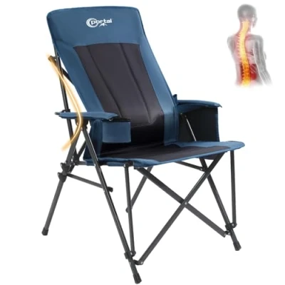 Abbildung von Portal Campingstuhl Faltbar Klappstuhl 180 KG Belastbar mit Hochlehner Verstellbar Camping Anglerstuhl Gartenstuhl Sessel Tasche Getrankhalter für Garten Balkon Picknick