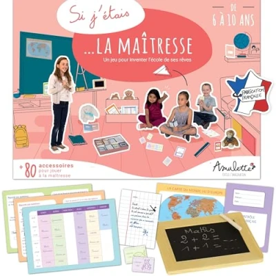 Abbildung von Amulette Set SI Je était la Maîtresse Lernspiel 6 bis 10 Jahre 80+ Zubehör zum Spielen Grundschullehrer Geschenk Spielzeug Kind Mädchen Junge Handwerk Made in France GCMA