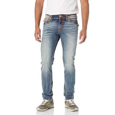 Abbildung von True Religion Brand Jeans Men&#039;s Rocco Super T Skinny Flap Jean, Trophy Dark Wash