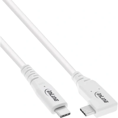 Abbildung von InLine USB4 Kabel, 240W USB C auf Ladekabel, einseitig gewinkelt, PD 3.1, 40 Gb/s, 8K@60Hz, Thunderbolt 3, für Bildschirme, Festplatten, Grafikkarten, Smartphones und mehr, 0,5m, weiß, 35916W