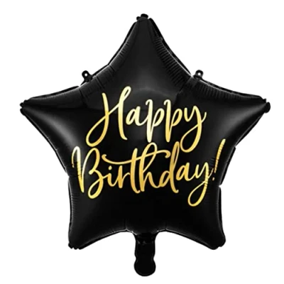 Abbildung von Libetui Folienballon Stern Happy Birthday Schwarzer Ballon Geburtstag PartyDeco Luftballon Gold