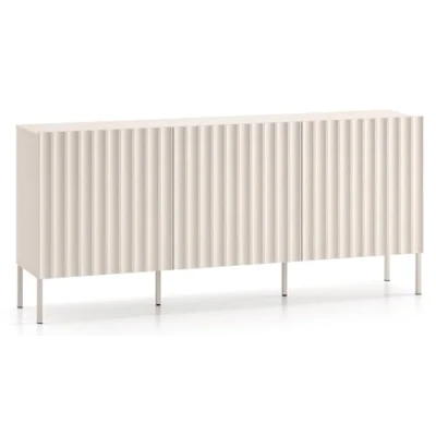 Abbildung von Selsey Sideboard DERRIVA, 3 türig mit 6 Fachern, geriffelten Fronten, hellbeige, 170 cm