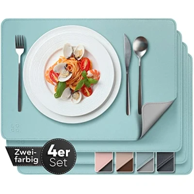 Abbildung von Platzset, aus Kunstleder, 4er Set Zweifarbig, 43x30cm Lederoptik , Loco Bird, abwischbare Platzdeckchen Kunstleder