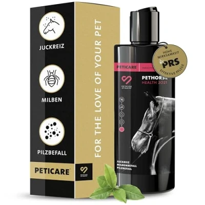 Abbildung von Peticare Anti Parasiten Pferde Shampoo gegen Milben Flöhe Pilz, lindert Juckreiz 250 ml
