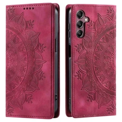 Abbildung von CoverKingz Handyhülle für Samsung Galaxy S25 Handytasche mit Kartenfach Schutzhülle Cover Handy Hülle klappbar Motiv Mandala Rot