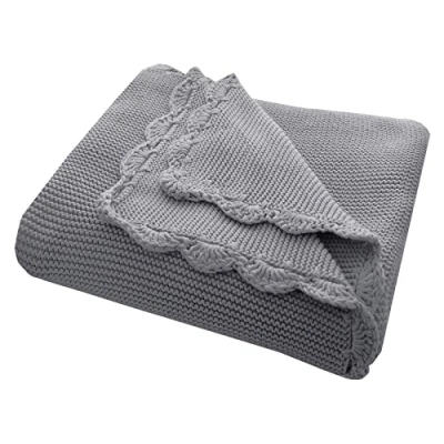 Abbildung von Bio Baby Kuscheldecke 100% Baumwolle (kbA) GOTS zertifiziert, Grau Vanille Melange, 80 x 100 cm