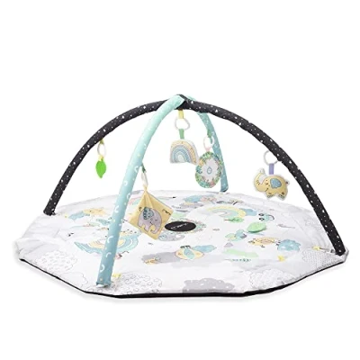 Abbildung von MoMi Spielbogen Day&amp;Night 4 in 1 für Babys ab der Geburt, sensorische Aktivitätsmatte mit 2 Bogen, Bällchen Bad, 5 Spielzeugen, 30 Bällchen, Krabbelkissen