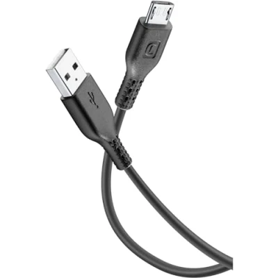 Abbildung von Cellularline Power Cable 120cm Micro USB, 1,15 m, USB A, B, 2.0, Männlich/Männlich, Schwarz