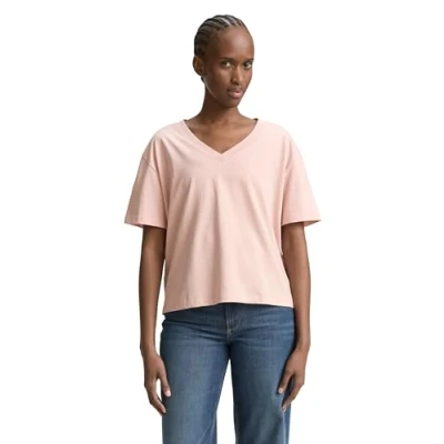 Abbildung von TOM Tailor Denim BOXY V NECK Tshirt basic, Damen, Größe: Large, Rose smoke